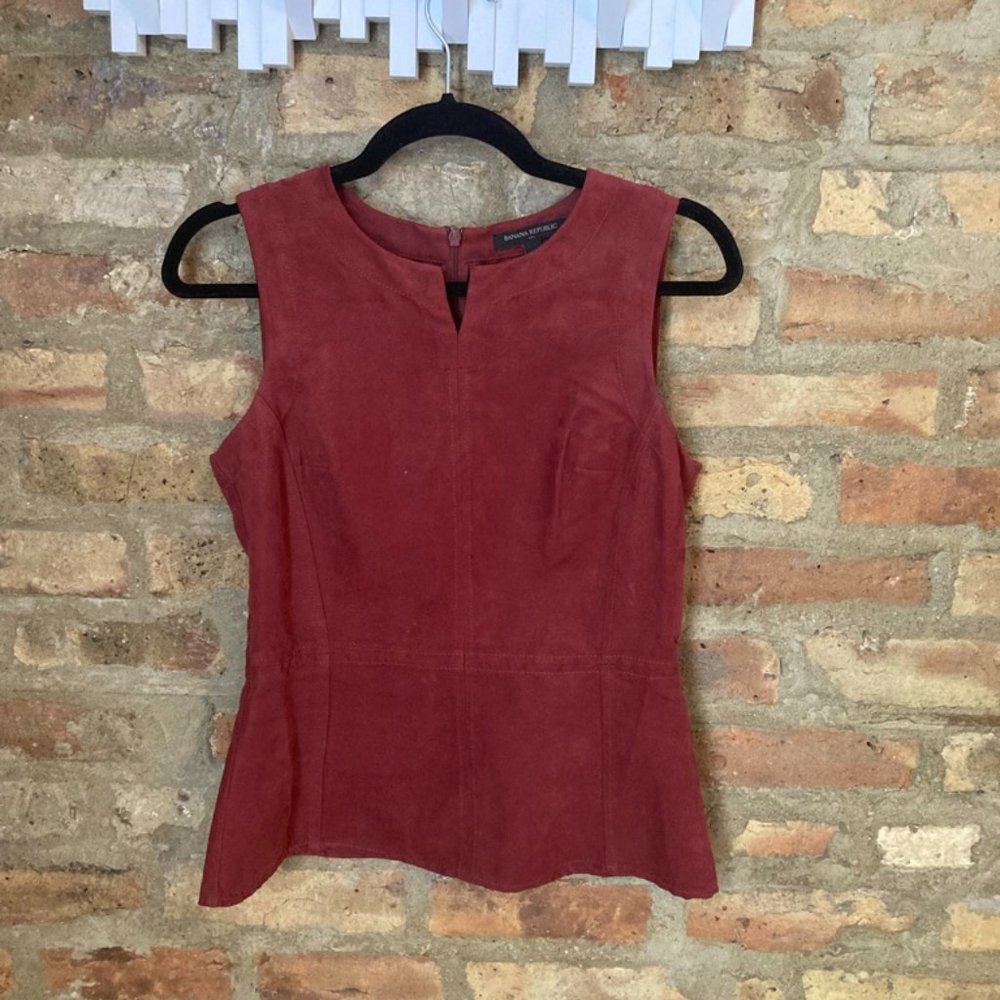 BANANA REPUBLIC Rust Faux Suede Peplum Top